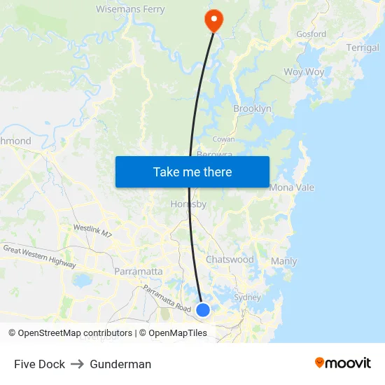 Five Dock to Gunderman map