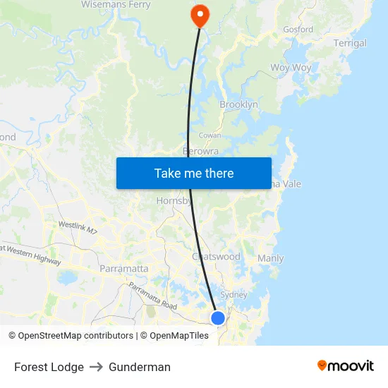 Forest Lodge to Gunderman map