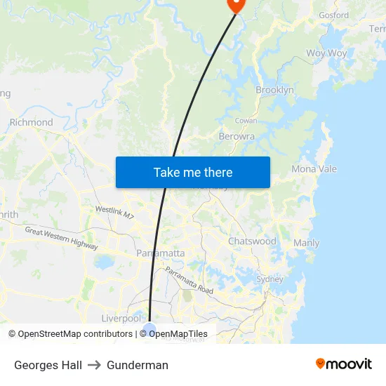 Georges Hall to Gunderman map