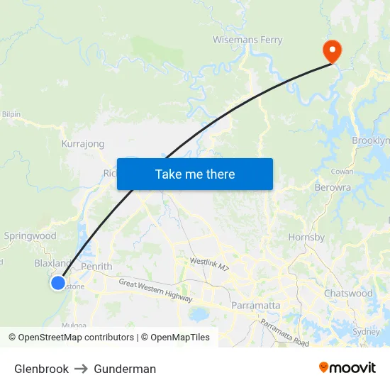 Glenbrook to Gunderman map