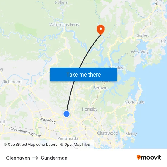 Glenhaven to Gunderman map