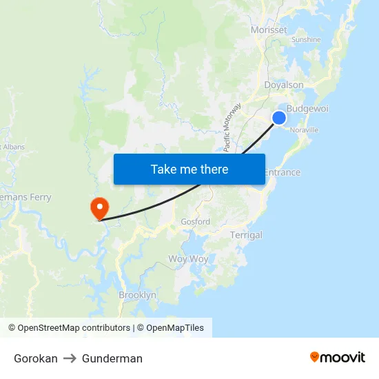 Gorokan to Gunderman map