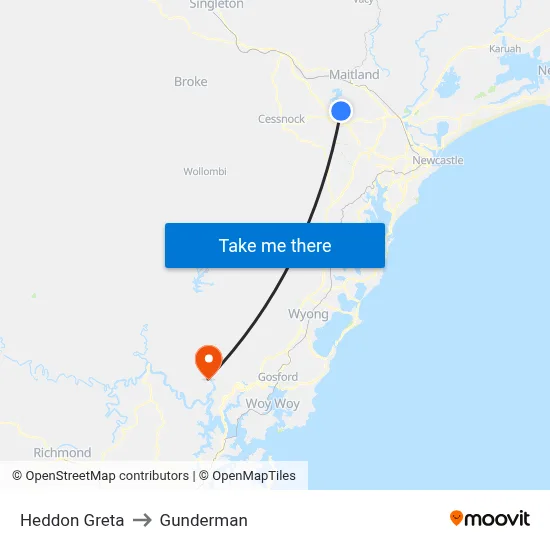 Heddon Greta to Gunderman map