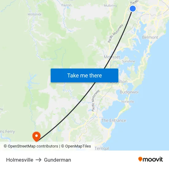 Holmesville to Gunderman map