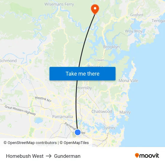 Homebush West to Gunderman map