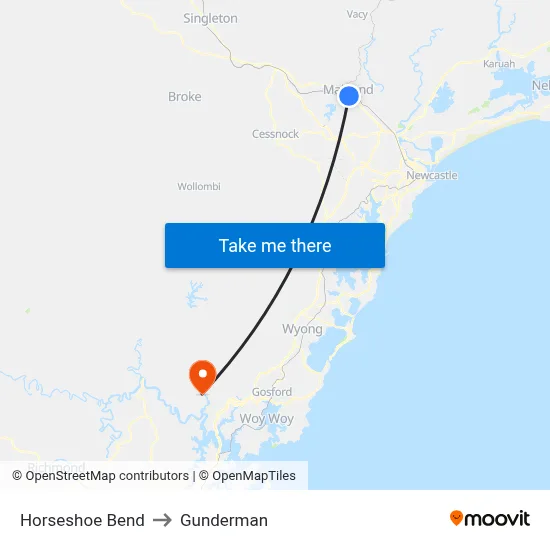 Horseshoe Bend to Gunderman map