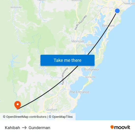 Kahibah to Gunderman map