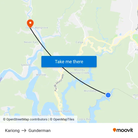 Kariong to Gunderman map