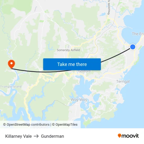 Killarney Vale to Gunderman map