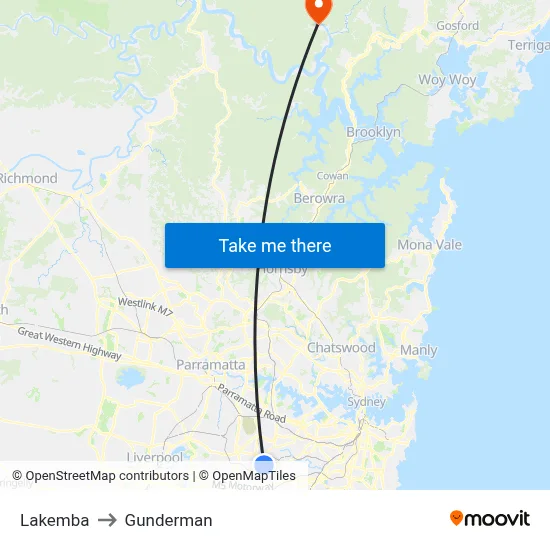Lakemba to Gunderman map