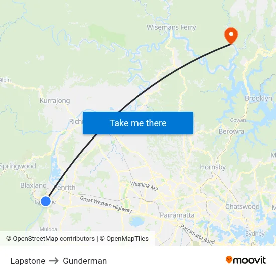 Lapstone to Gunderman map