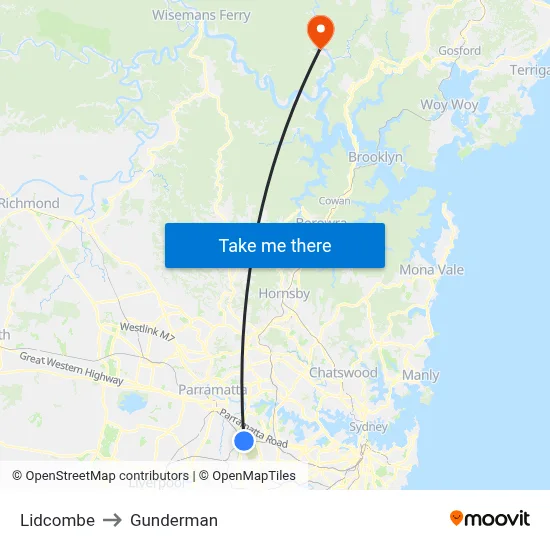 Lidcombe to Gunderman map