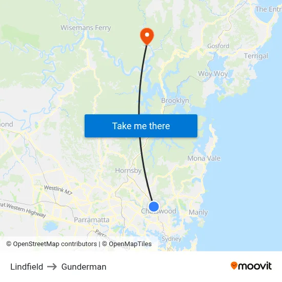 Lindfield to Gunderman map