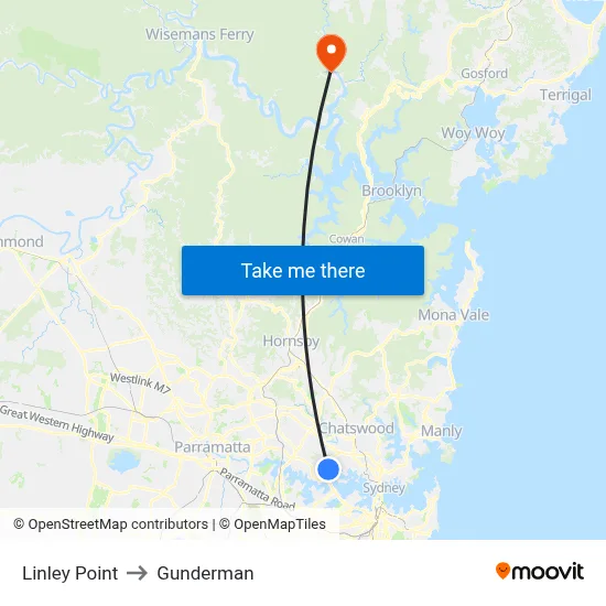 Linley Point to Gunderman map