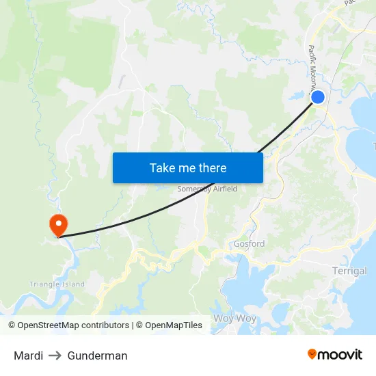 Mardi to Gunderman map