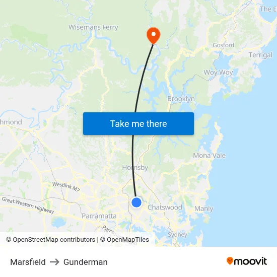 Marsfield to Gunderman map