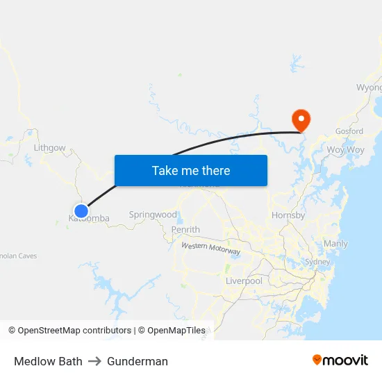 Medlow Bath to Gunderman map