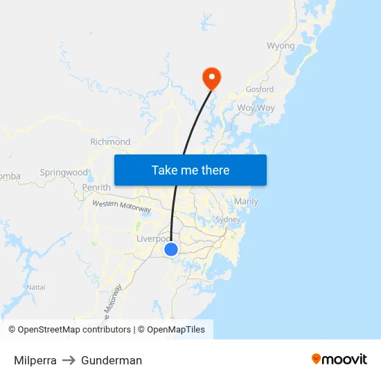 Milperra to Gunderman map