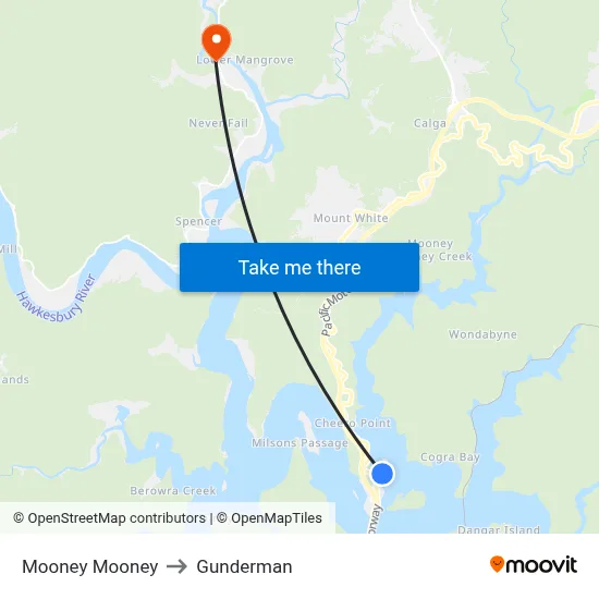 Mooney Mooney to Gunderman map