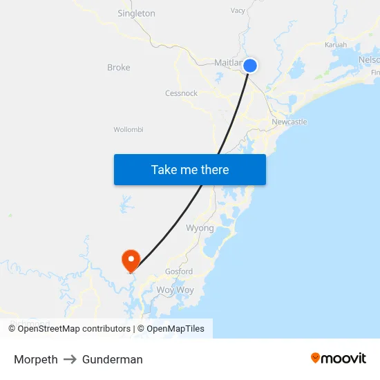 Morpeth to Gunderman map
