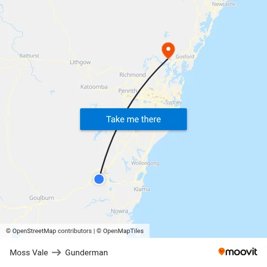 Moss Vale to Gunderman map