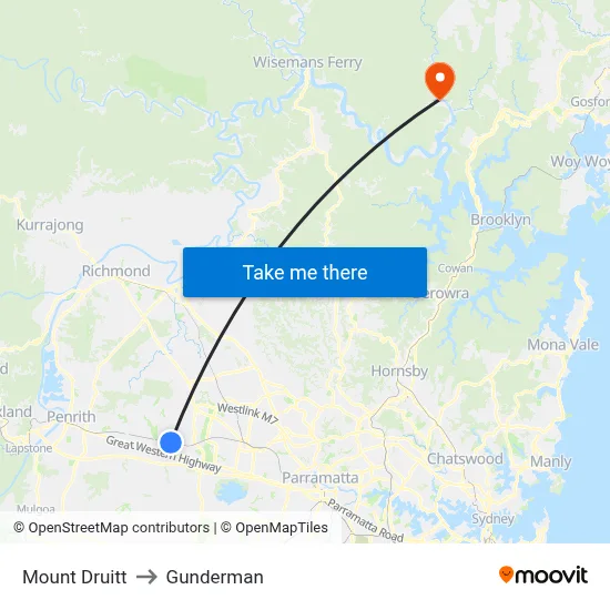 Mount Druitt to Gunderman map