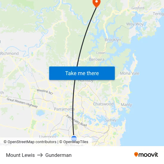 Mount Lewis to Gunderman map
