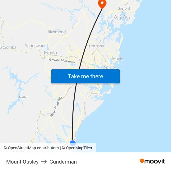 Mount Ousley to Gunderman map