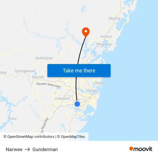 Narwee to Gunderman map