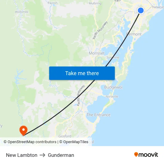 New Lambton to Gunderman map