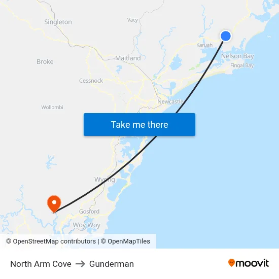 North Arm Cove to Gunderman map