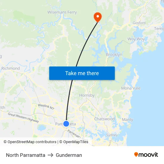 North Parramatta to Gunderman map