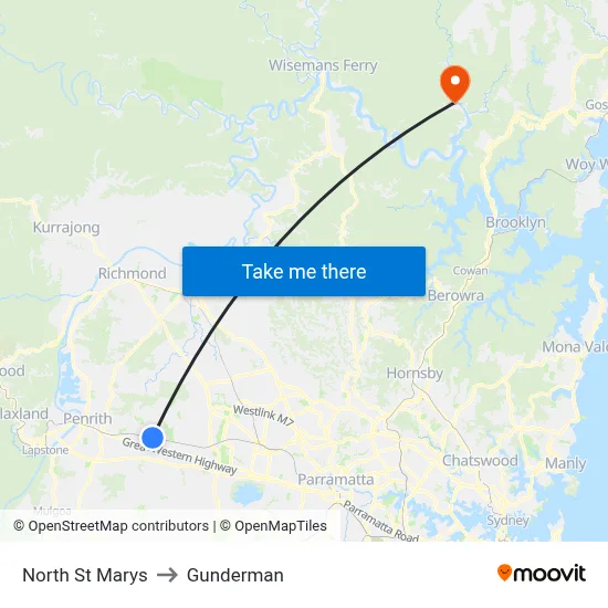 North St Marys to Gunderman map