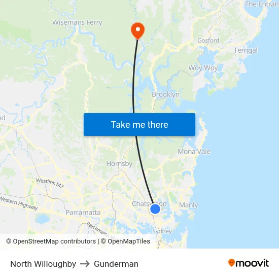 North Willoughby to Gunderman map