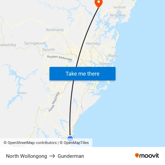 North Wollongong to Gunderman map