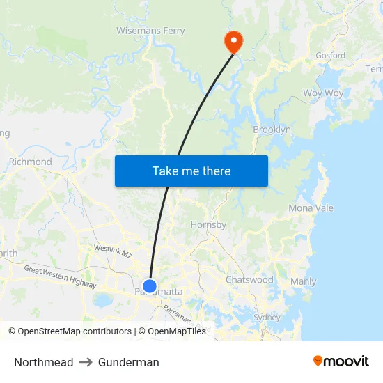 Northmead to Gunderman map