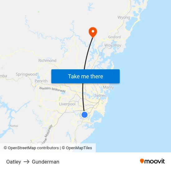 Oatley to Gunderman map