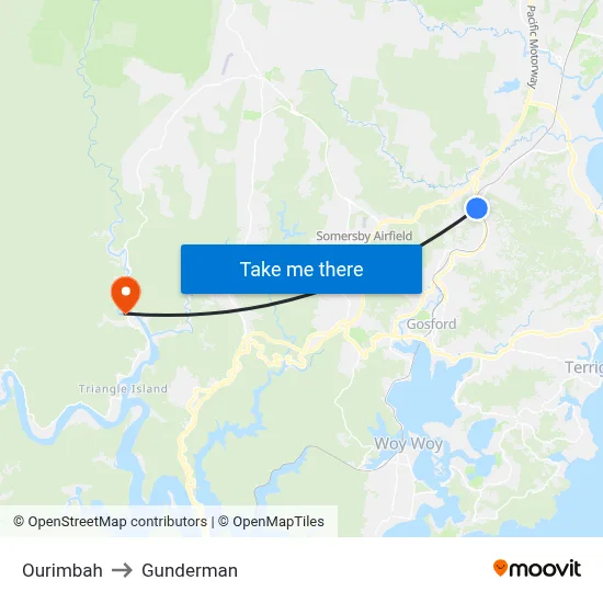 Ourimbah to Gunderman map
