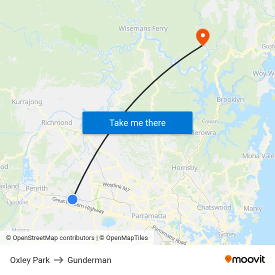 Oxley Park to Gunderman map