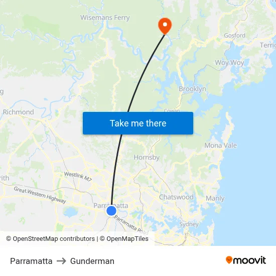Parramatta to Gunderman map
