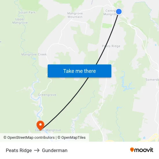 Peats Ridge to Gunderman map