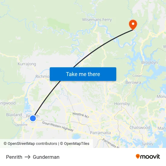 Penrith to Gunderman map