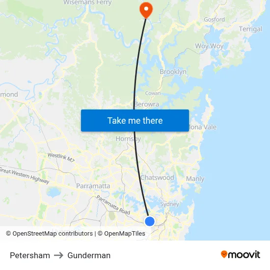 Petersham to Gunderman map