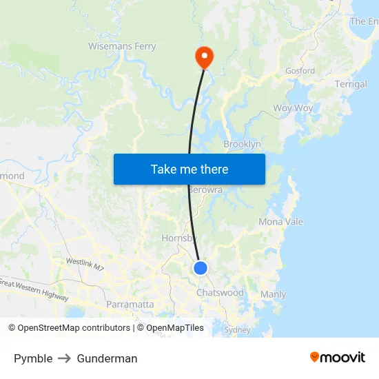 Pymble to Gunderman map