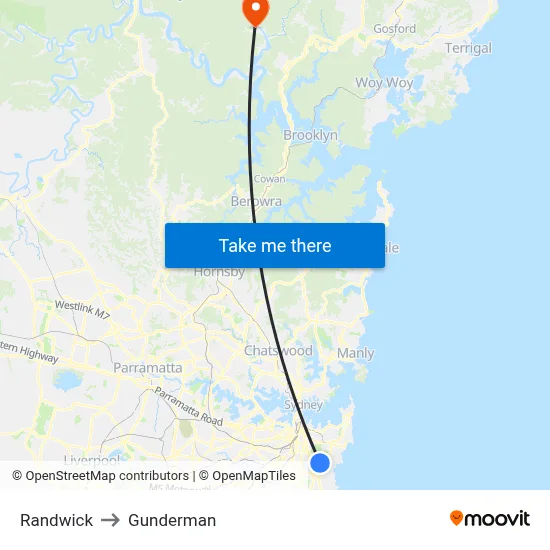 Randwick to Gunderman map