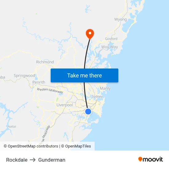 Rockdale to Gunderman map