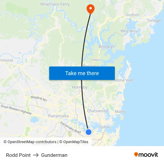Rodd Point to Gunderman map