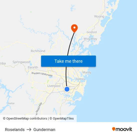 Roselands to Gunderman map