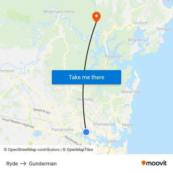 Ryde to Gunderman map