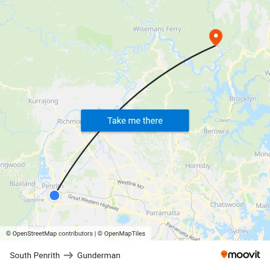 South Penrith to Gunderman map